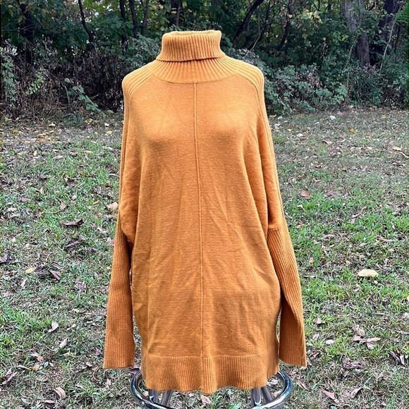 Time & Tru long sleeve sweater, turtle neck, long length, Fall Orange Color - Picture 2 of 10